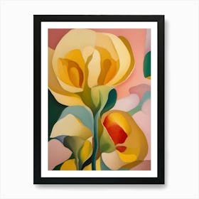 'Yellow Flowers', abstract art of flowers Art Print