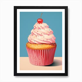 Cupcake With Sprinkles Vintage Cookbook Style 3 Art Print