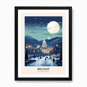 Winter Night  Travel Poster Belfast Northern Ireland 1 Art Print