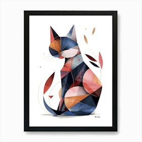 Abstract Cat, Minimalism, Cubism 1 Art Print