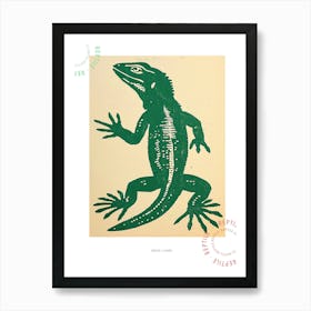 Simple Green Lizard Bold Block 3 Poster Art Print