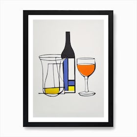 Grasshopper Picasso Line Drawing Cocktail Poster Art Print