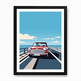 A Mini Cooper In Causeway Coastal Route Illustration 3 Art Print