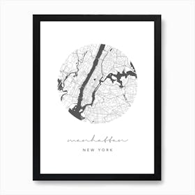 Manhattan New York Circle Map Art Print