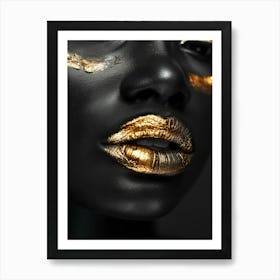 Black Woman With Gold Lips 2 Art Print