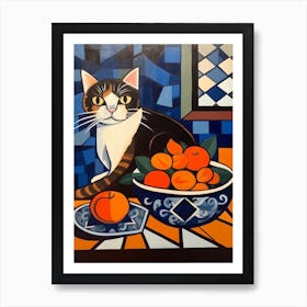 Camellia With A Cat 4 Cubism Picasso Style Art Print