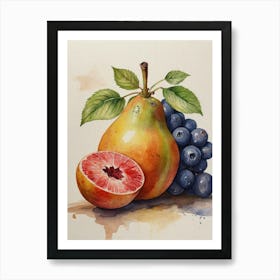 Pears And Grapes Art Print