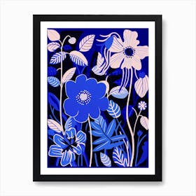 Blue Flower Illustration Passionflower 1 Art Print