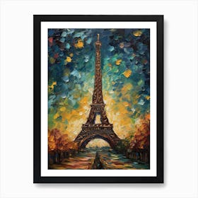 Eiffel Tower Paris France Vincent Van Gogh Style 26 Art Print