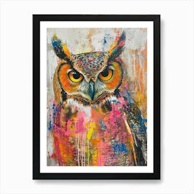 Kitsch Colourful Owl Collage 7 Art Print