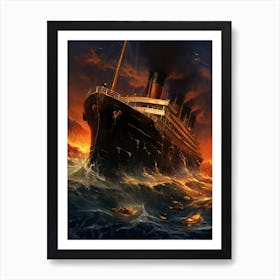 Titanic Sinking Ship Illustration 3 Art Print