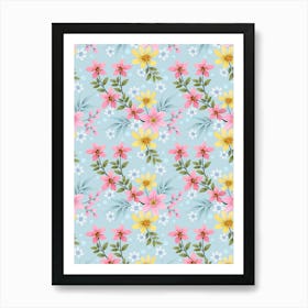 Pink And Yellow Flowers Art Print