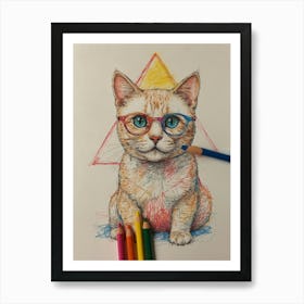 Cat With Glasses 4 Art Print