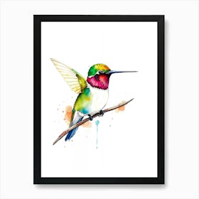 Watercolor Hummingbird Art Print