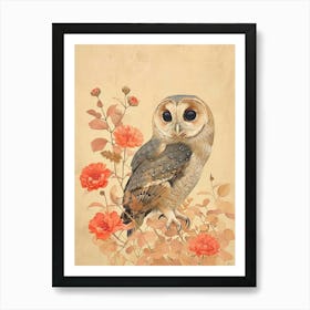 Spectacled Owl Japanese Painting 2 Art Print