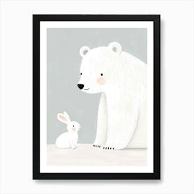 Polar Bear And Rabbit, Nursery Wall Art for Kids Art Print