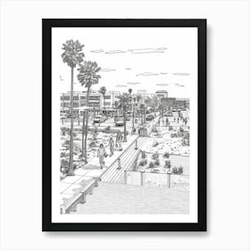 View Of California, Usa Line Art Black And White 8 Art Print