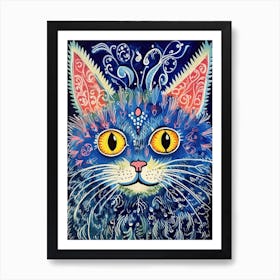 Louis Wain Blue Gothic Kaleidoscope Cat 9 Art Print