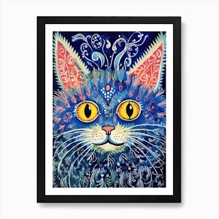 KALEIDOSCOPE KITT, Louis Wain Psychedelic Cat Art, Electric Cat,  Psychedelic Cat, Eccentric Cats of Louis Wain Art Prints, Abstract Art Cat  | Poster