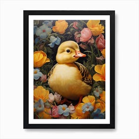 Floral Ornamental Duckling 8 Art Print