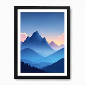 Misty Mountains Vertical Composition In Blue Tone 97 Art Print