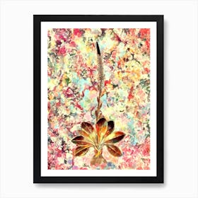 Impressionist Blazing Star Botanical Painting in Blush Pink and Gold Art Print