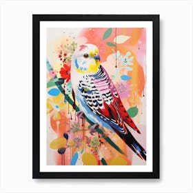 Bird Painting Collage Budgerigar 1 Art Print