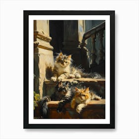 Kittens On The Steps Of A Palace 3 Art Print