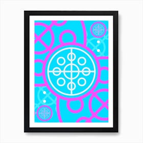 Geometric Glyph in White and Bubblegum Pink and Candy Blue n.0056 Art Print