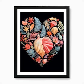 Detailed Illustrative Shell Heart Art Print