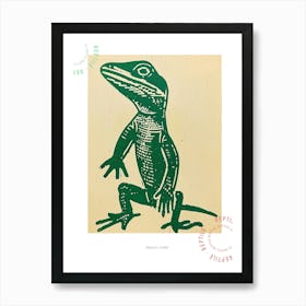 Forest Green Anoles Lizard Bold Block Colour 3 Poster Art Print