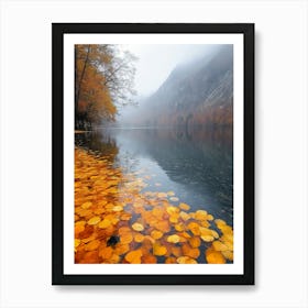 Autumn Leaves On The Lake Art Print