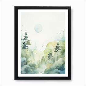 Watercolour Of Valdivian Rainforest   Chile And Argentina 0 Art Print