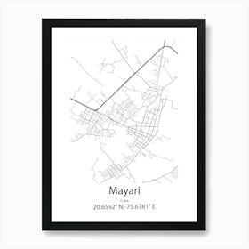 Mayari,Cuba Minimalist Map Art Print