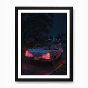 Neon Car At Night 1 Art Print