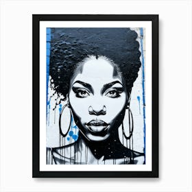 Graffiti Mural Of Beautiful Black Woman 149 Art Print