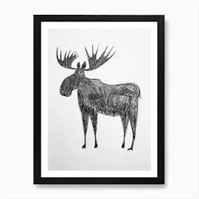 B&W Moose Art Print