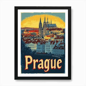 Aihrgdesign A Retro Travel Poster For Prague 1 Art Print