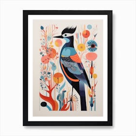 Colourful Scandi Bird Grebe 1 Art Print