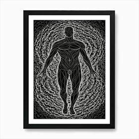 Human Body Anatomy in Black and White Art Print