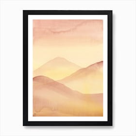 Burnt Orange Landscape watercolor painting minimal minimalist contemporary modern abstarct yellow calm brown nature landscape Art Print