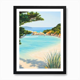 Voutoumi Beach, Antipaxos, Greece Contemporary Illustration 1  Art Print