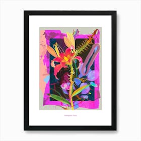 Kangaroo Paw 3 Neon Flower Collage Poster Art Print