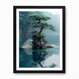 Pine Tree On A Rock 1 Art Print