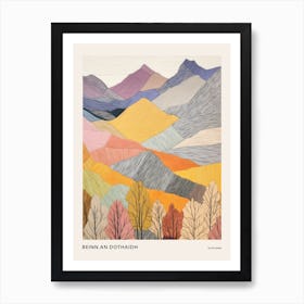 Beinn An Dothaidh Scotland Colourful Mountain Illustration Poster Art Print