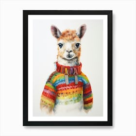 Baby Animal Wearing Sweater Alpaca 1 Art Print