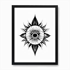 Chakra, Symbol, Third Eye Simple Black & White Illustration 7 Art Print