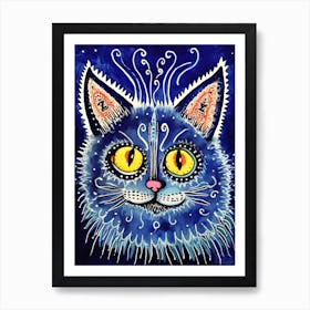 Louis Wain Blue Gothic Kaleidoscope Cat 11 Art Print
