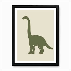 Olive Green Dinosaur Silhouette 4 Art Print