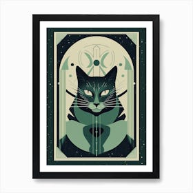 The Moon, Black Cat Tarot Card 1 Art Print